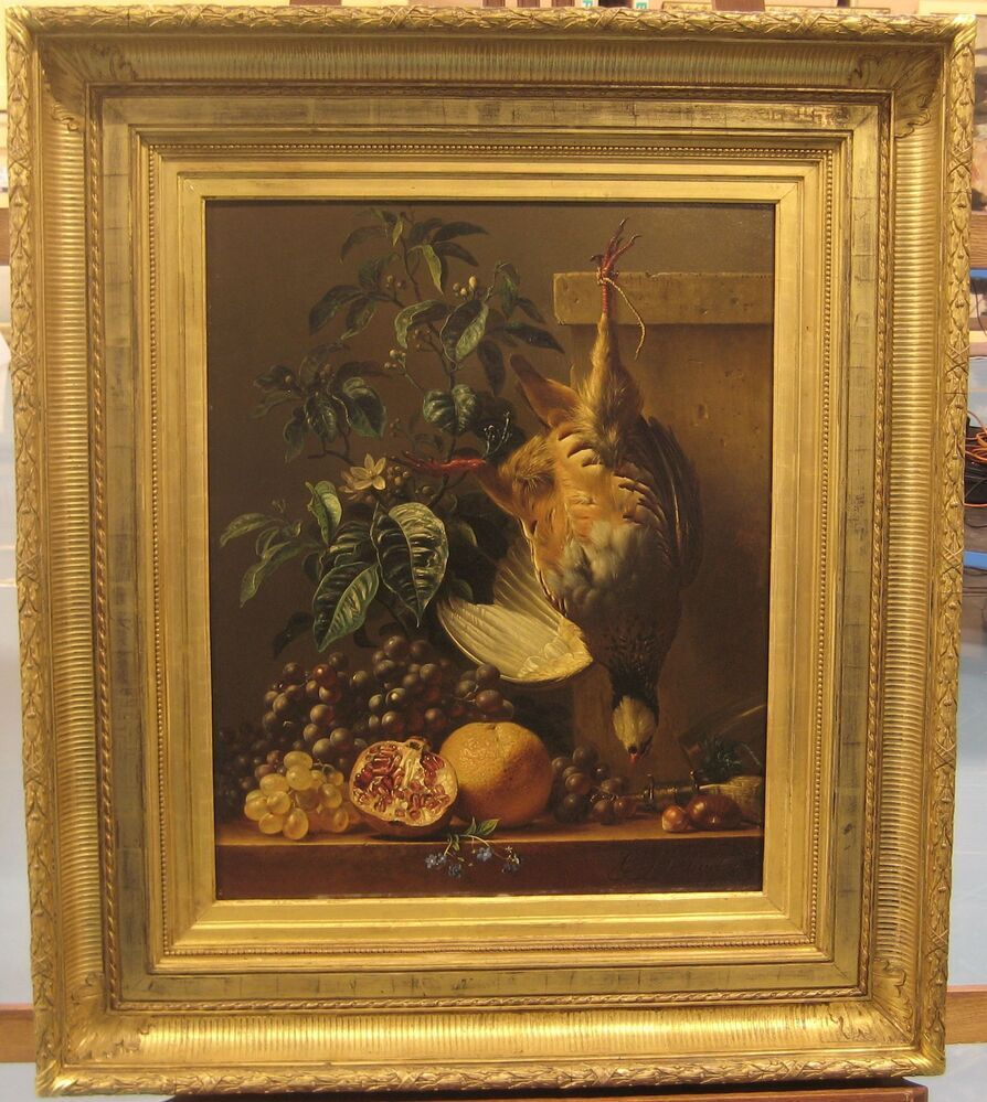 Stilleven met patrijs en vruchten